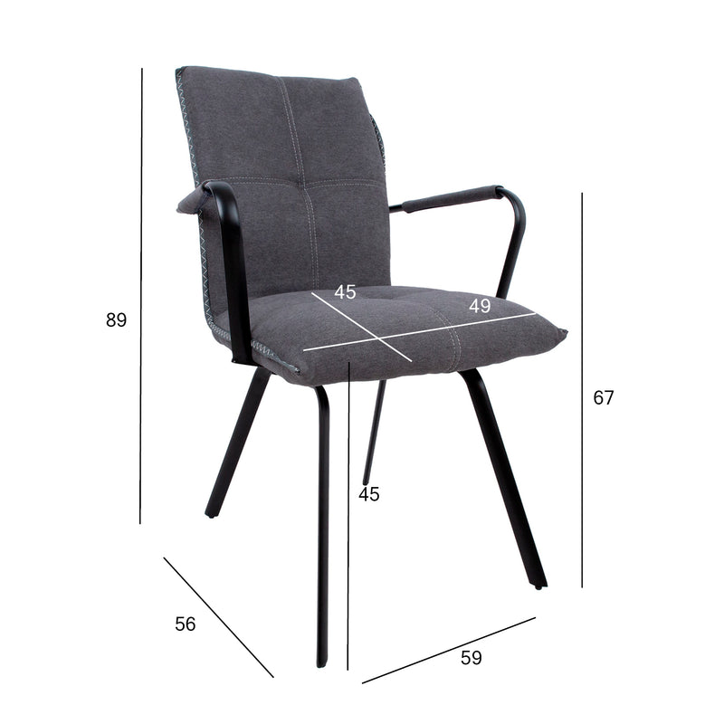 Chair EDDY with armrests, grey - kuva 2