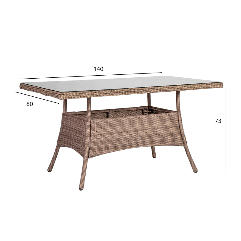 Table TOSCANA 140x80xH73cm, beige - kuva 2