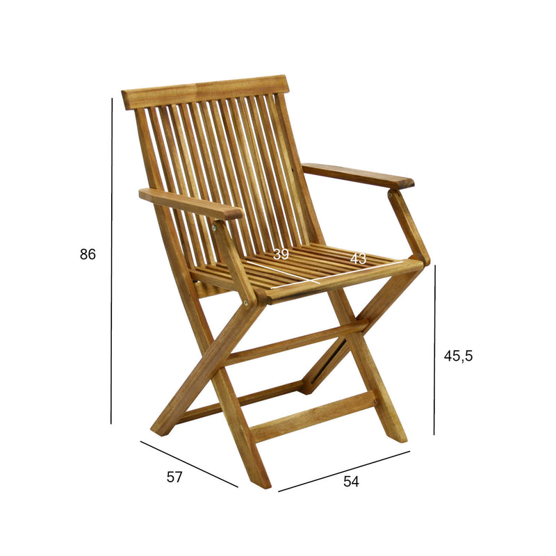Chair FINLAY 54x57xH86cm with armrests, acacia - kuva 2