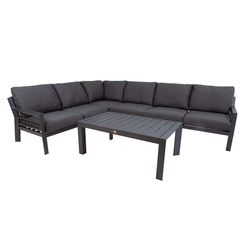 Garden furniture set TOMSON table and corner sofa, dark grey - 13457