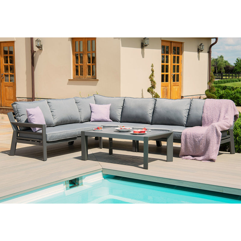 Garden furniture set TOMSON table and corner sofa, dark grey - kuva 3