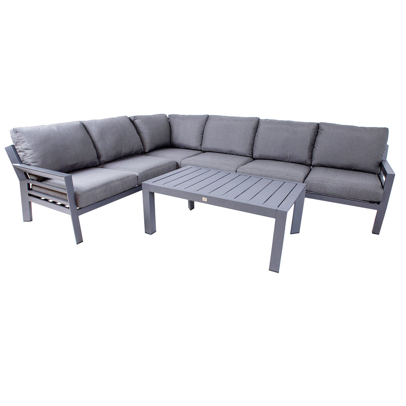 Garden furniture set TOMSON table and corner sofa, dark grey - kuva 9