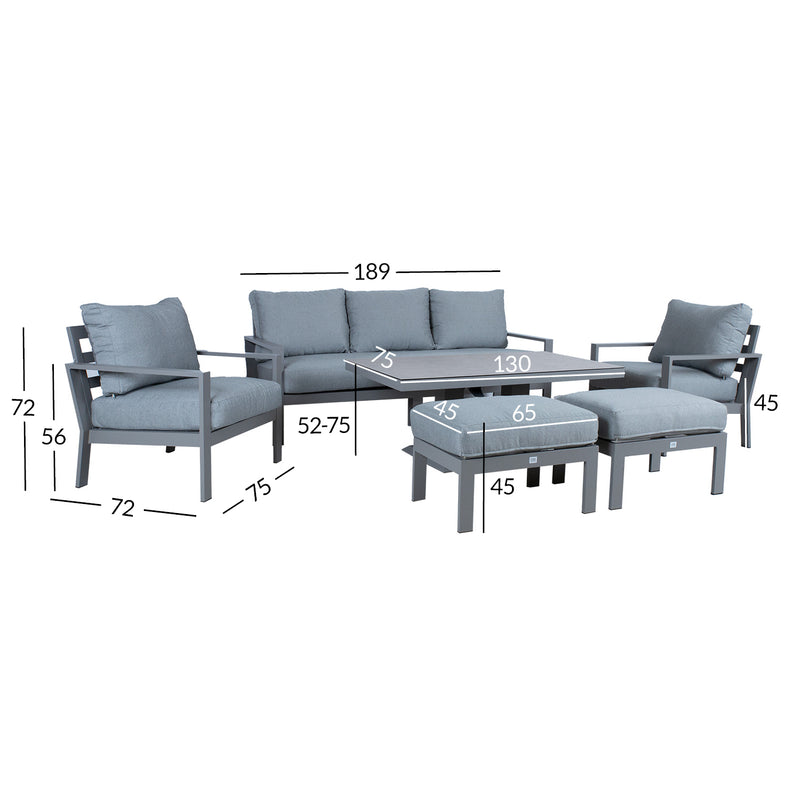 Garden furniture set RIO 6-parts, greyish beige - kuva 2
