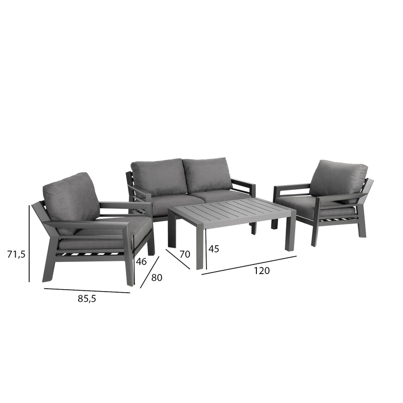 Garden furniture set TOMSON table, sofa and 2 chairs, grey - kuva 2