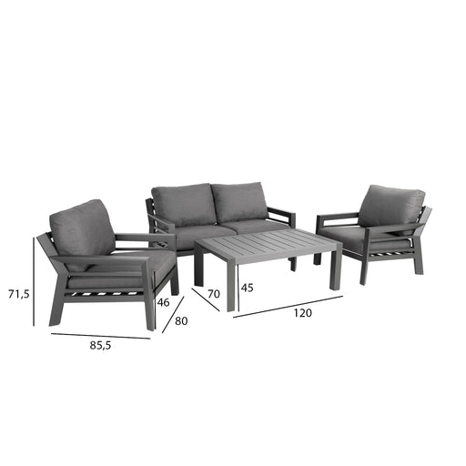 Garden furniture set TOMSON table, sofa and 2 chairs, grey - kuva 2