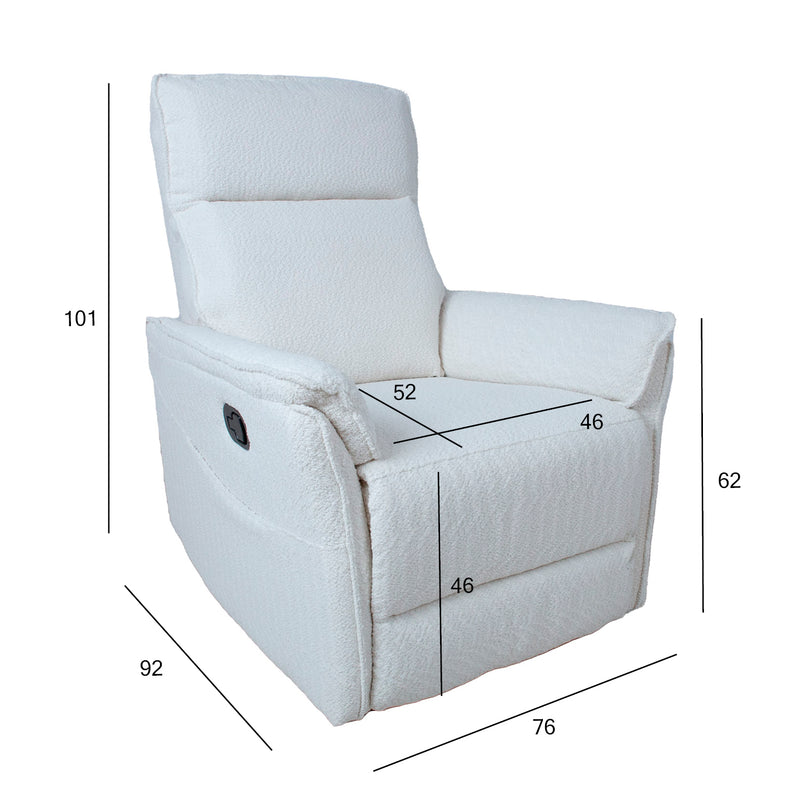 Recliner armchair GERRY with manual mechanism, white - kuva 2