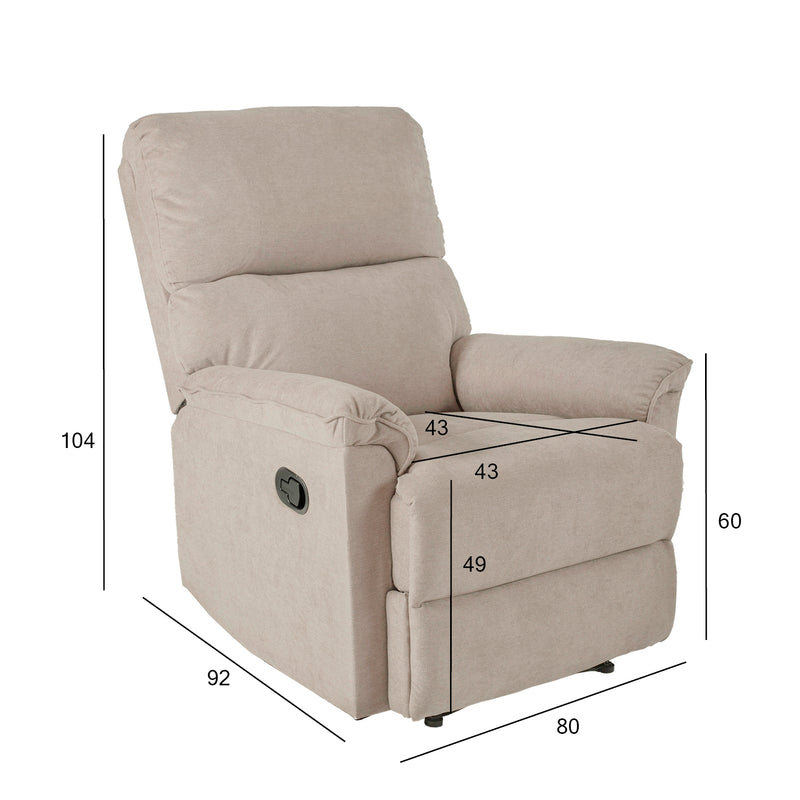 Recliner armchair GUSTAV with manual mechanism, taupe - kuva 2
