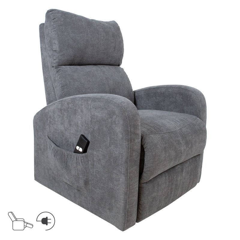 Recliner armchair BARNY with electric lifting mechanism, grey - 13844