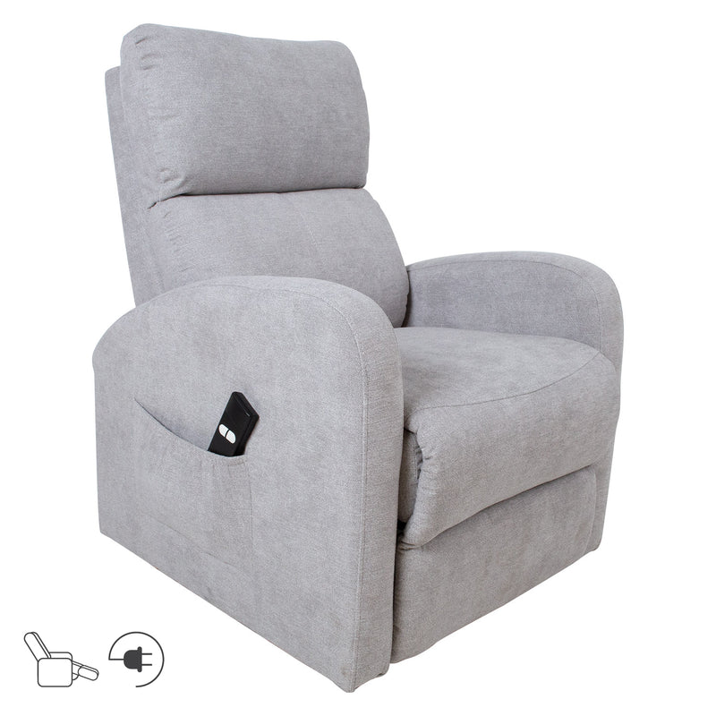 Recliner armchair BARNY with electric lifting mechanism, light grey - 13845