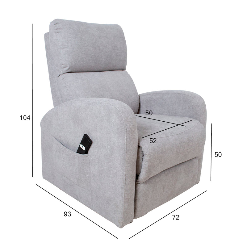 Recliner armchair BARNY with electric lifting mechanism, light grey - kuva 2