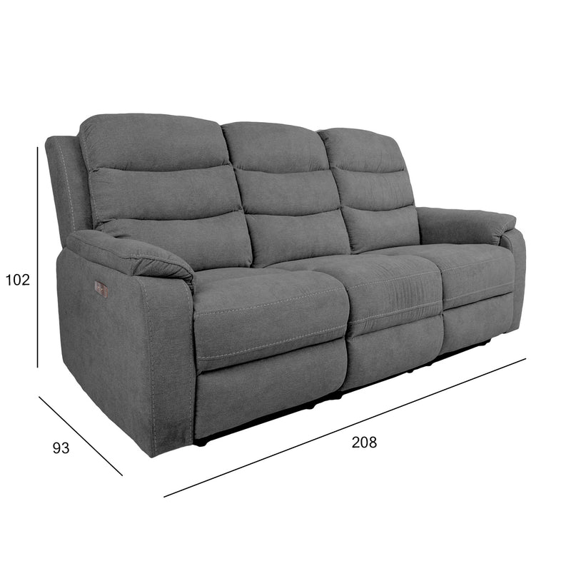 Recliner sofa MIMI 3-seater with electric mechanism, grey - kuva 2