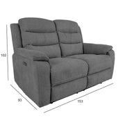 Recliner sofa MIMI 2-seater with electric mechanism, grey - kuva 2