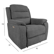 Recliner armchair MIMI with electric mechanism, grey - kuva 2