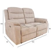 Recliner sofa MIMI 2-seater with electric mechanism, light grey - kuva 2