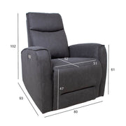 Recliner armchair BUSTER with electric mechanism, grey - kuva 2