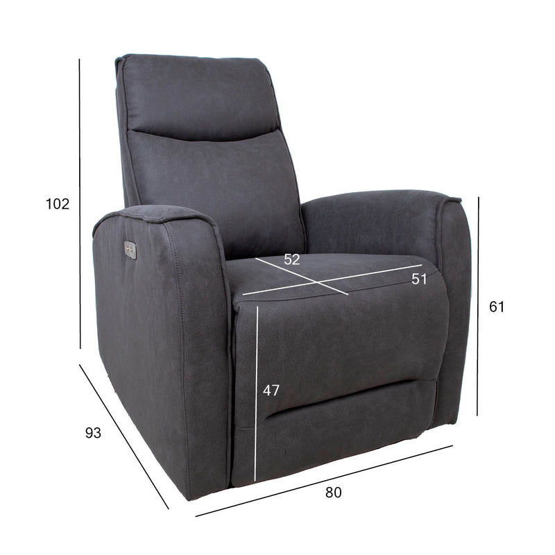 Recliner armchair BUSTER with electric mechanism, grey - kuva 2