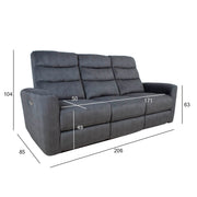Recliner sofa GASTON 3-seater with electric mechanism, grey velvet - kuva 2