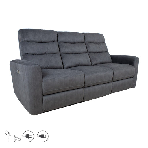 Recliner sofa GASTON 3-seater with electric mechanism, grey velvet - 14163