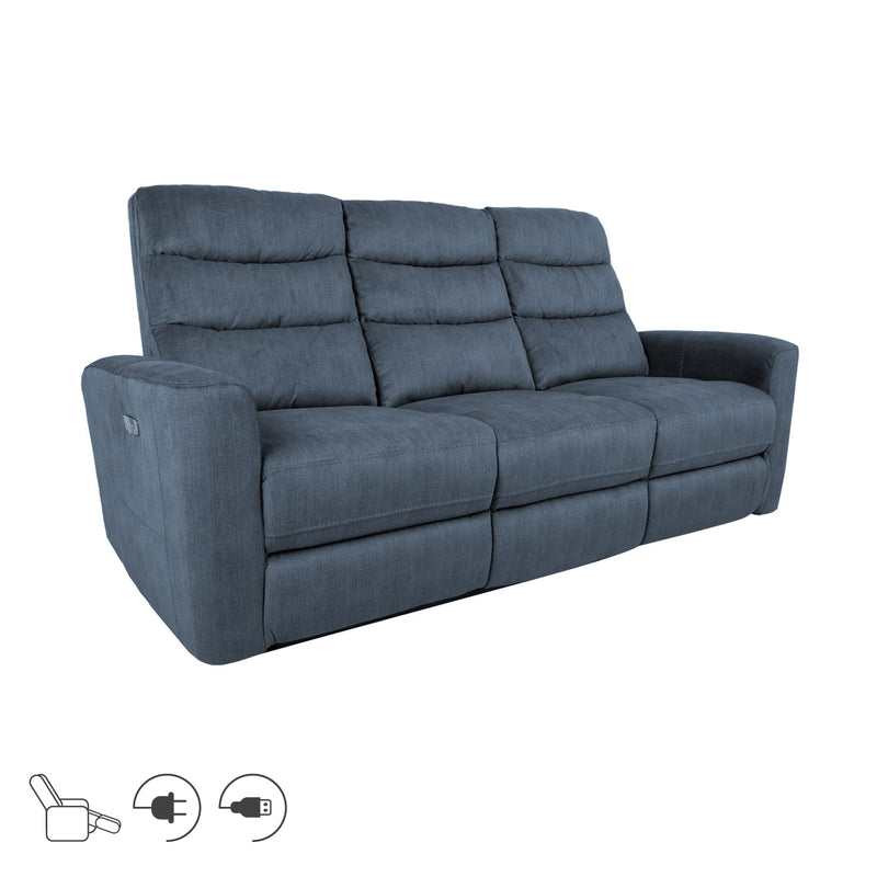 Recliner sofa GASTON 3-seater with electric mechanism, blue - 14166