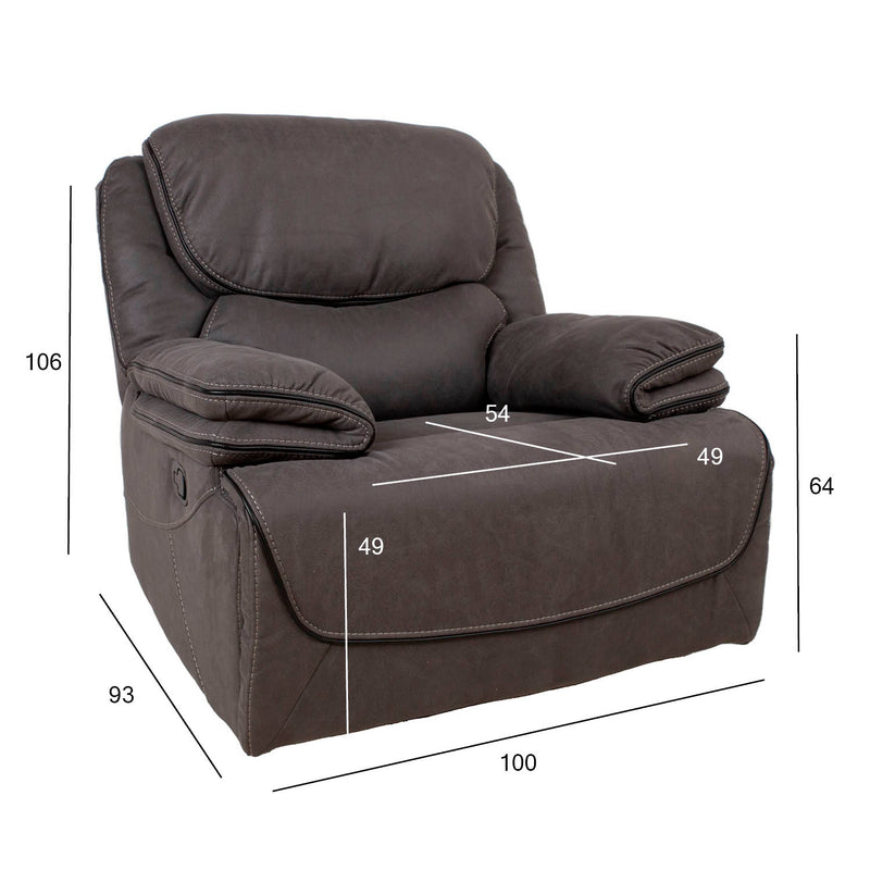 Recliner armchair GORDY with manual mechanism, grey - kuva 2
