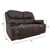 Recliner sofa GORDY 2-seater with manual mechanism, grey - kuva 2