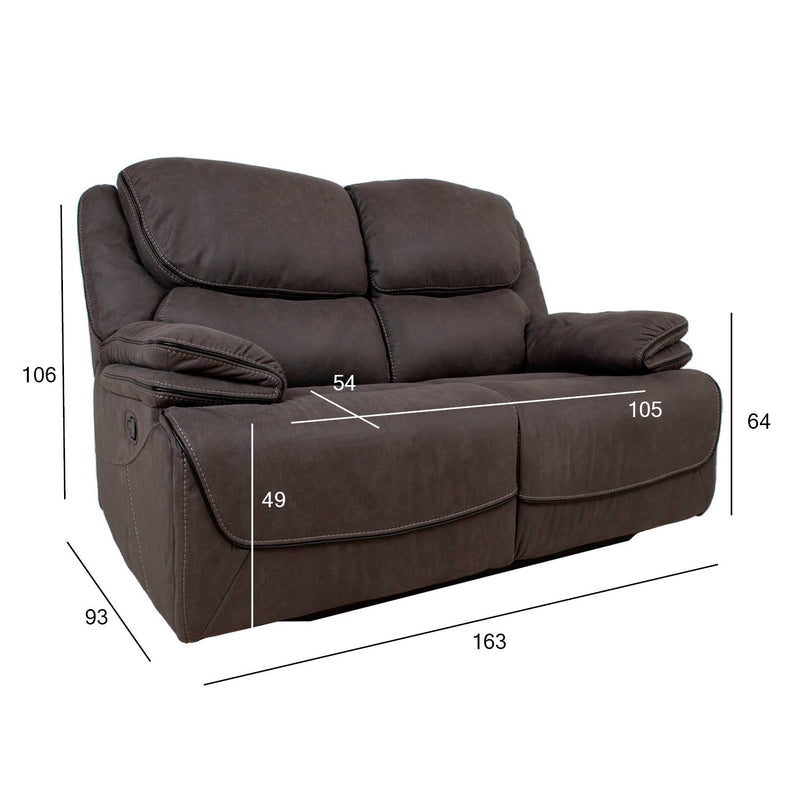 Recliner sofa GORDY 2-seater with manual mechanism, grey - kuva 2