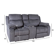 Recliner sofa GENTRY 2-seater with manual mechanism, grey - kuva 2
