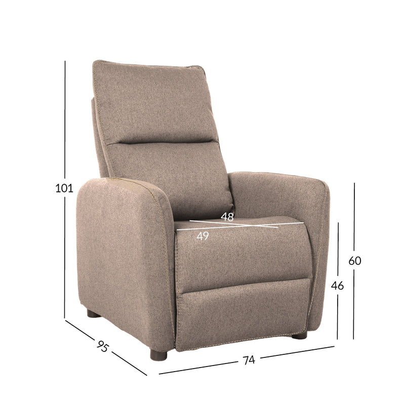 Recliner armchair ZAC with push back mechanism, beige - kuva 2