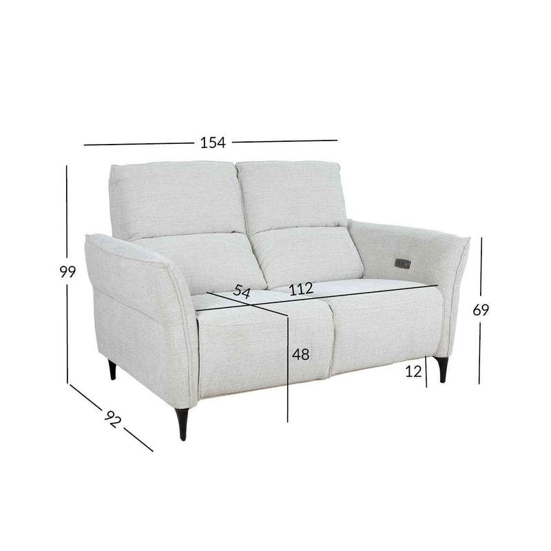 OLO Miami 2-istuttava recliner-sohva sähkösäädöllä, vaaleanbeige