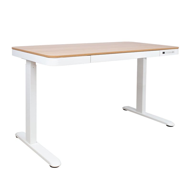 Desk ERGO with 1 motor 120x60xH72-121cm, oak/white - 18705