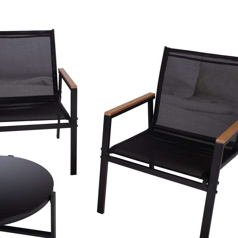 Garden furniture set CANAAN table, bench and 2 chairs, black - kuva 6