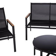 Garden furniture set CANAAN table, bench and 2 chairs, black - kuva 7