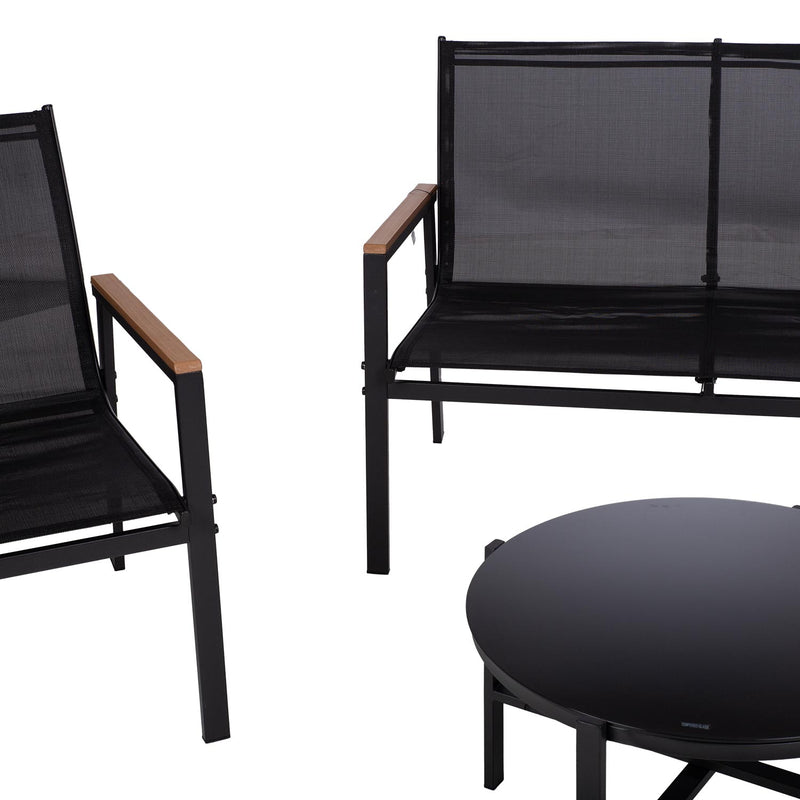 Garden furniture set CANAAN table, bench and 2 chairs, black - kuva 7