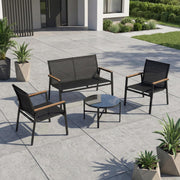 Garden furniture set CANAAN table, bench and 2 chairs, black - kuva 8