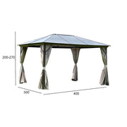 Gazebo SUNSET 3x4xH2/2,7m, taupe/brown - kuva 2