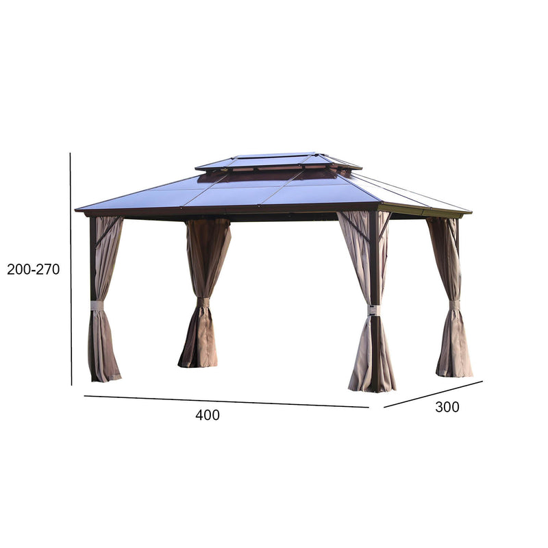 Gazebo SUNSET 3x4xH2/2,7m, brown/taupe - kuva 2