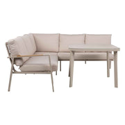 Upland puutarhakalustesetti, pöytä ja kulmasohva, beige