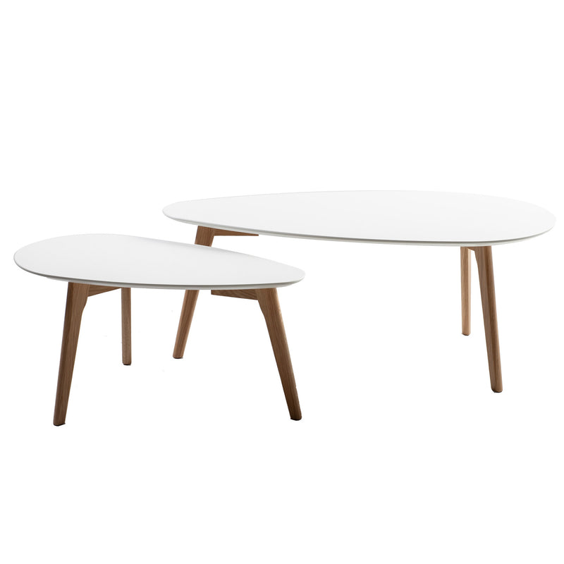 Coffee tables HELENA 2pcs set 70x35xH35cm, 100x50xH40cm, white - 20066
