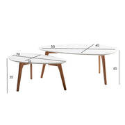 Coffee tables HELENA 2pcs set 70x35xH35cm, 100x50xH40cm, white - kuva 2