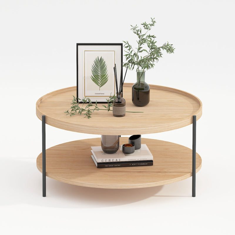 Coffee table CINDY D80xH40cm, melamine oak - kuva 2