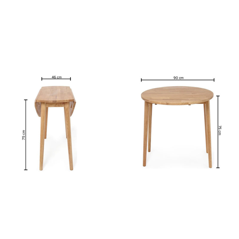Drop leaf table BIRKA D90xH75cm, oak - kuva 2
