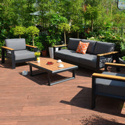 Garden furniture set FELINO table, sofa and 2 chairs, black - kuva 5