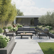 Garden furniture set FELINO table, sofa and 2 chairs, black - kuva 7