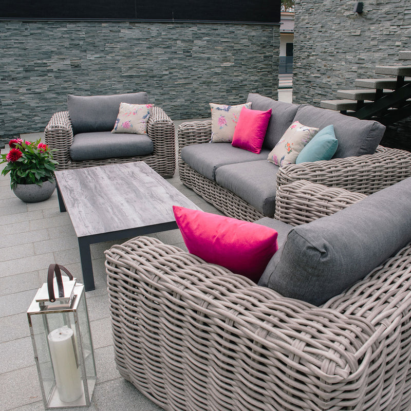 Garden furniture set CALISTA table, sofa and 2 chairs, grey - kuva 6