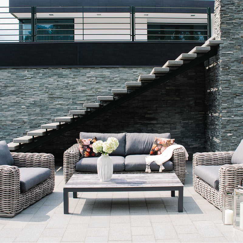 Garden furniture set CALISTA table, sofa and 2 chairs, grey - kuva 9