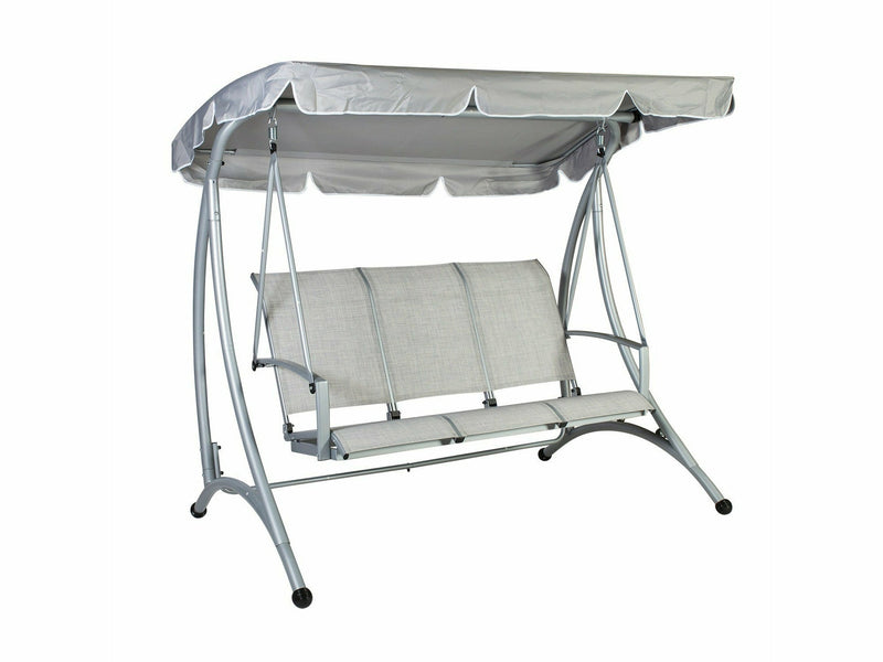 Mary Keinu kolmelle pihakeinu harmaa metallirunko ja kangasistuin