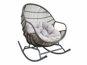 Egg ronttinkikeinu pihatuoli tummanharmaa rottinki materiaali ulkokäyttöön