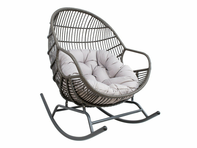 Egg ronttinkikeinu pihatuoli tummanharmaa rottinki materiaali ulkokäyttöön