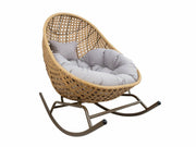 Egg ronttinkikeinu pihatuoli tummanharmaa rottinki materiaali ulkokäyttöön