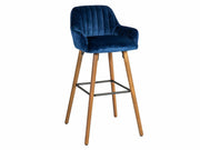 MAKU Ariel baarituoli sininen kangas ja metallijalat